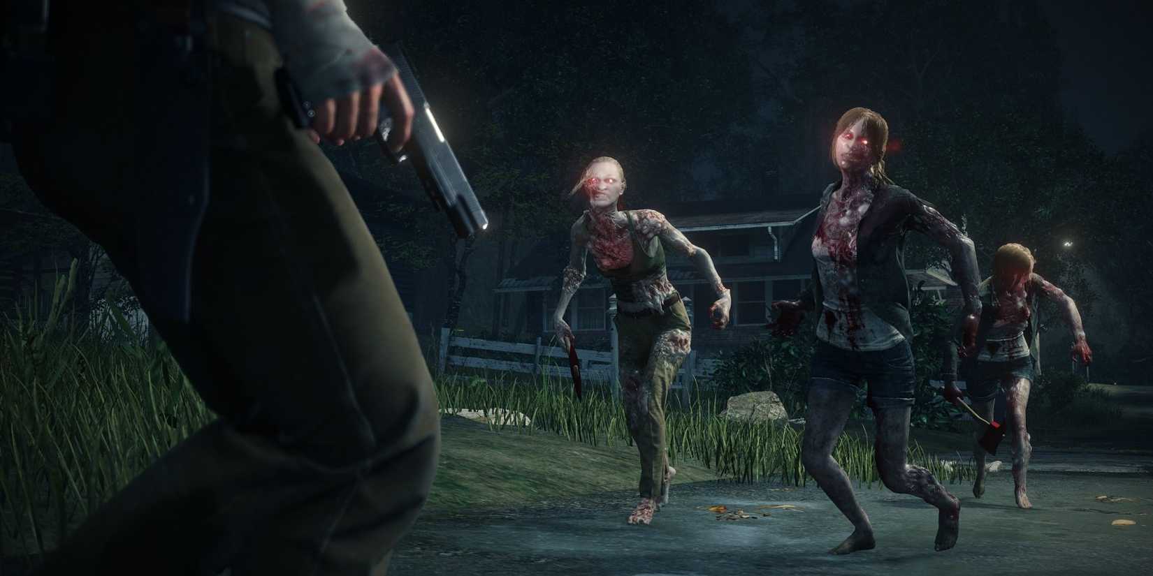The Evil Within 2 Sebastian Facing Monsters With A Pistol In His Hand