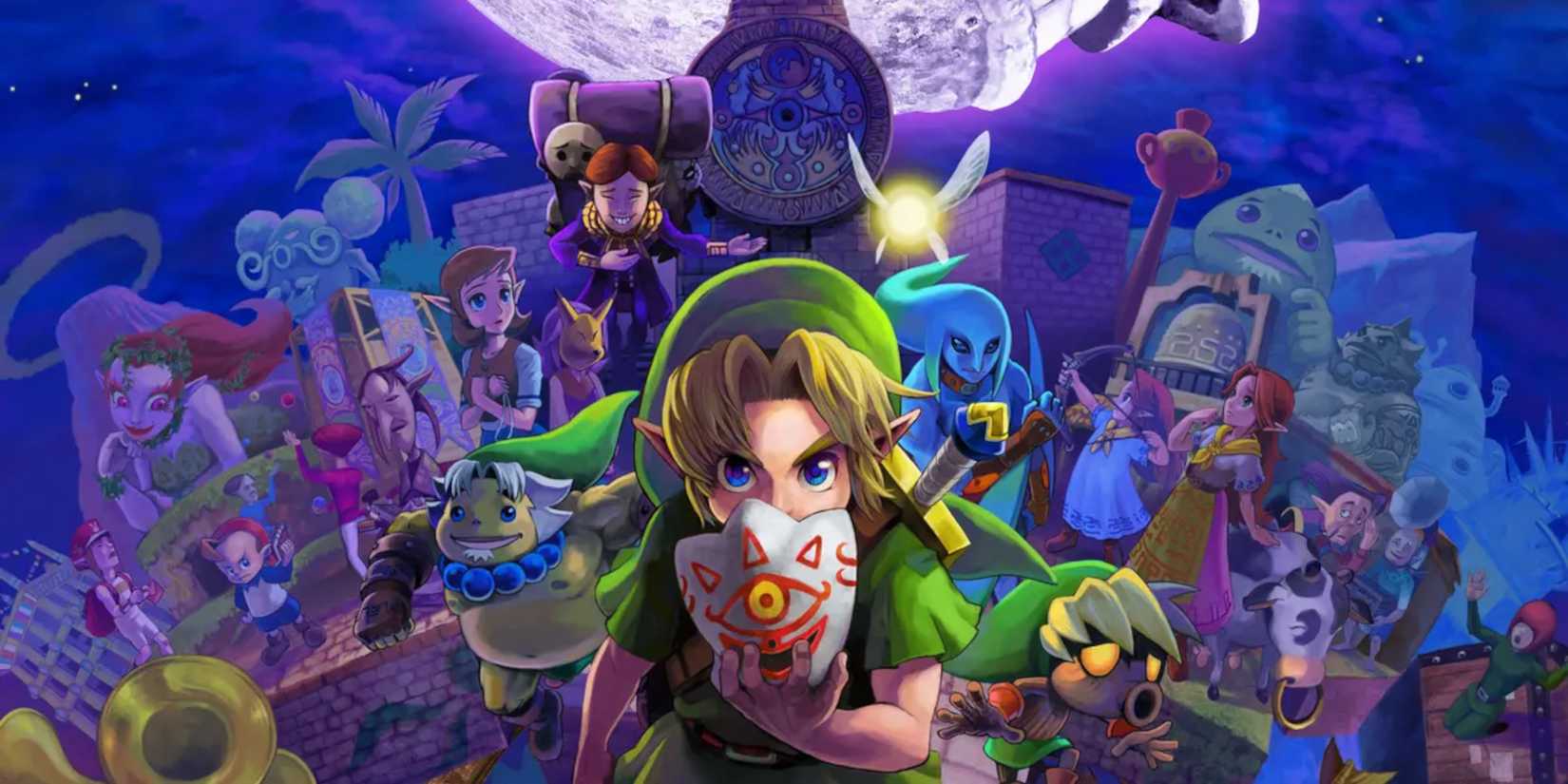 Link holding a mask in Legend of Zelda Majora's Mask