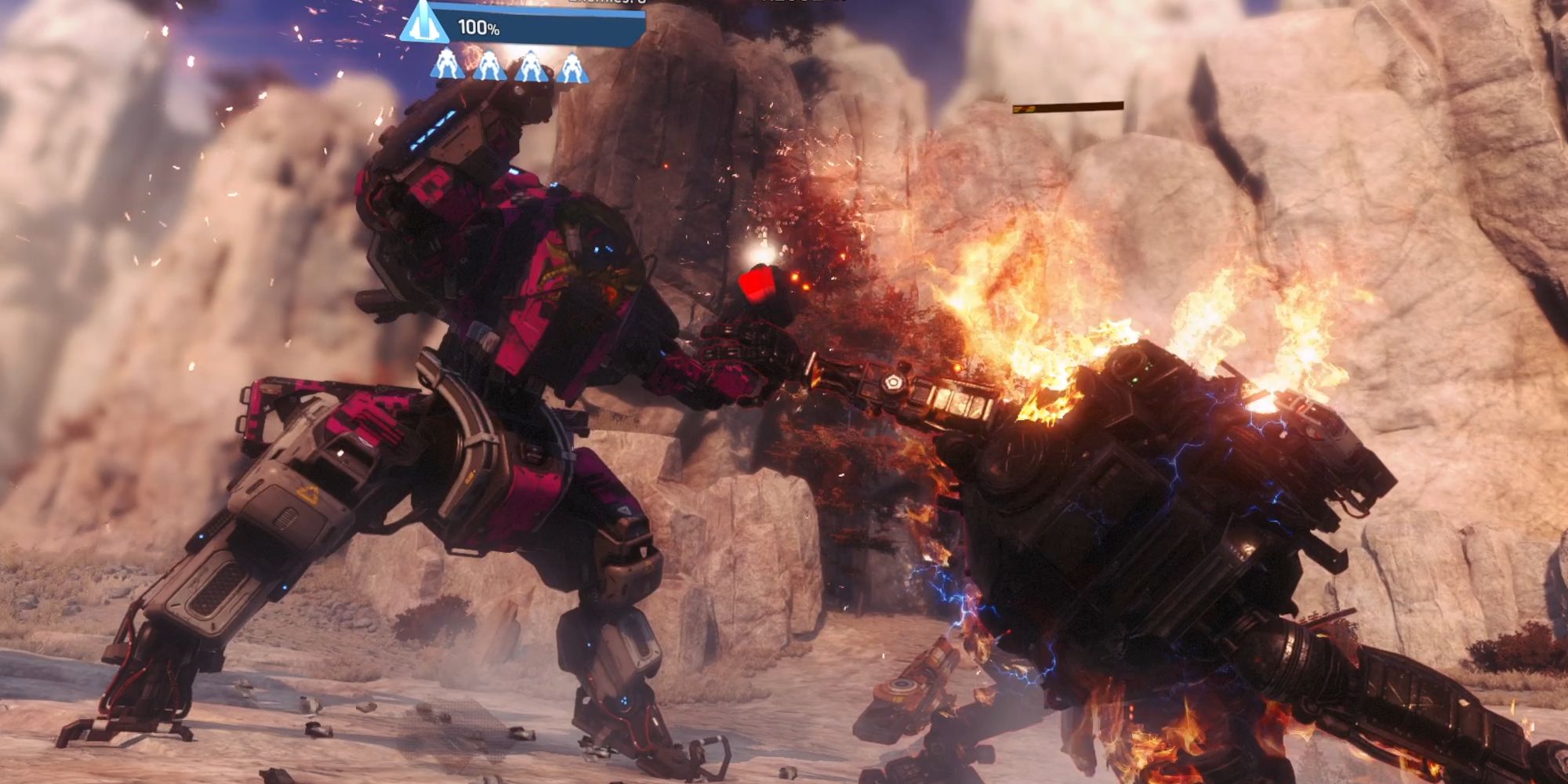 Scorch finishing off an enemy Titan in Titanfall 2