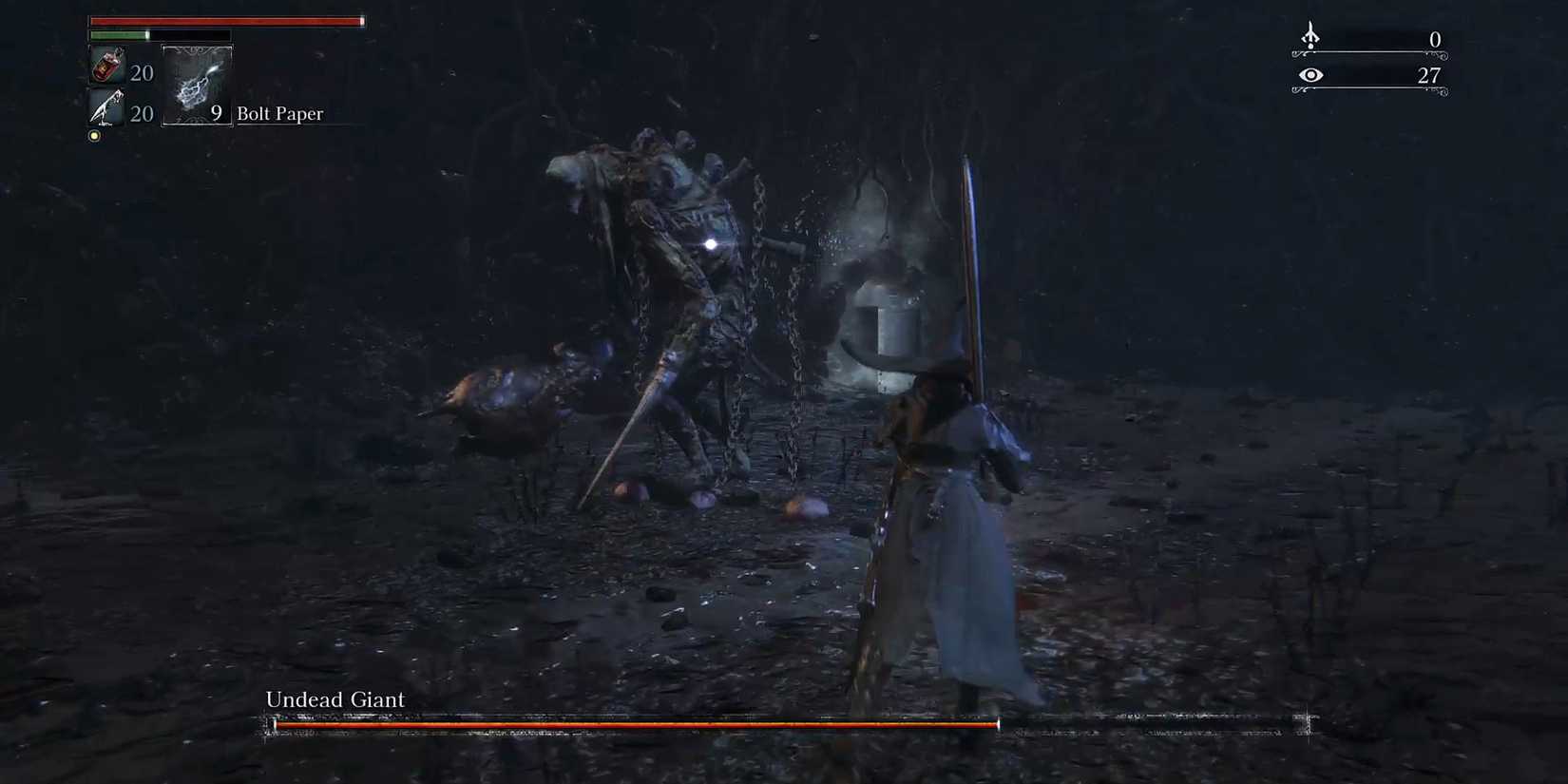 Bloodborne Chalice Dungeons Boss Enocunter With Undead Giant