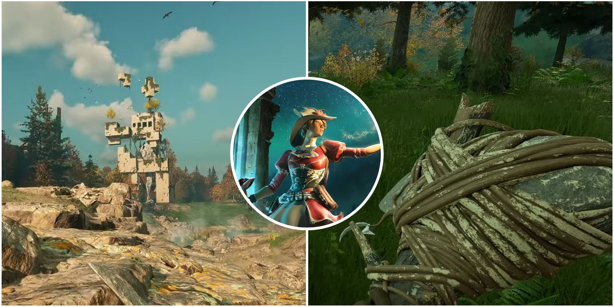 Featured image for Nightingale, showcasing the early base and character holding a stone axe.