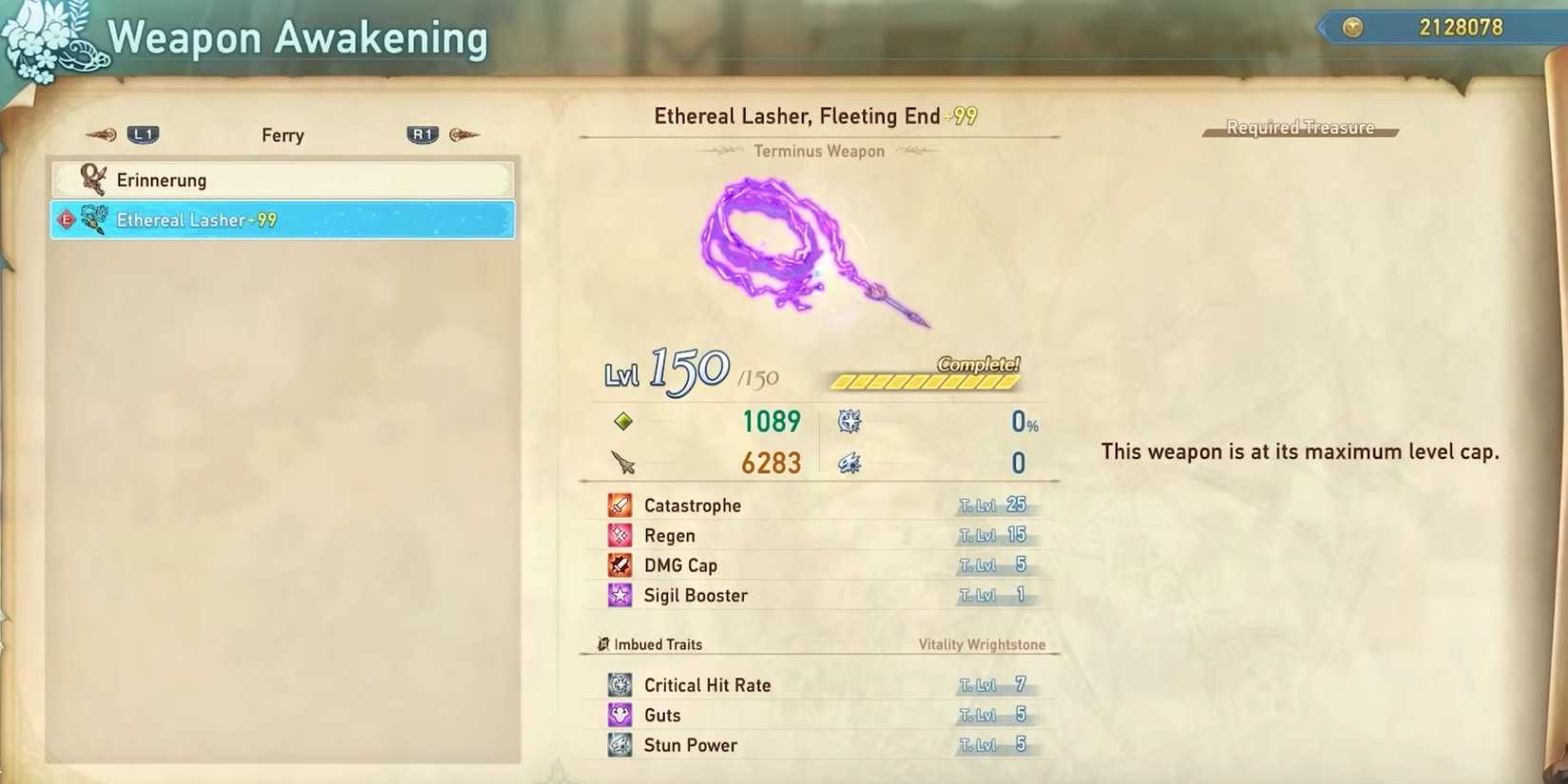 ethereal lasher, fleeting end terminus weapon in granblue fantasy relink