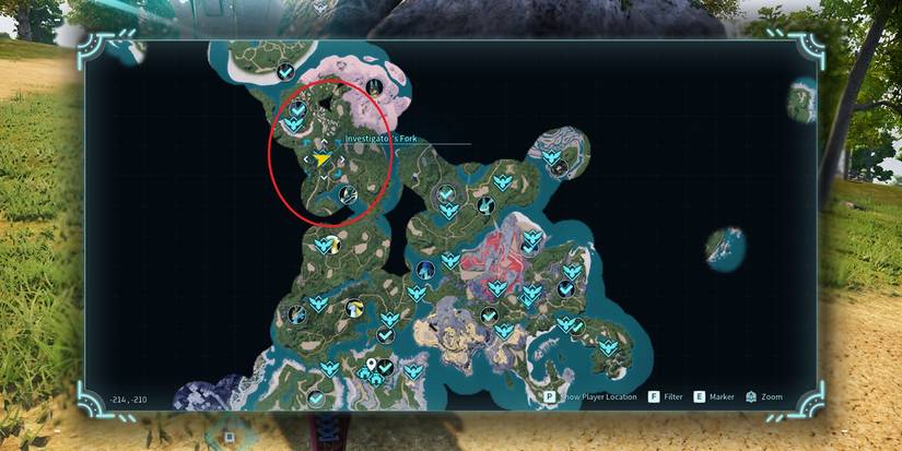 Showcasing the map in Palworld