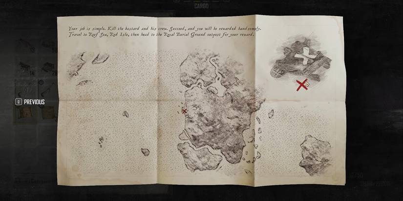 A treasure map shown in Skull and Bone