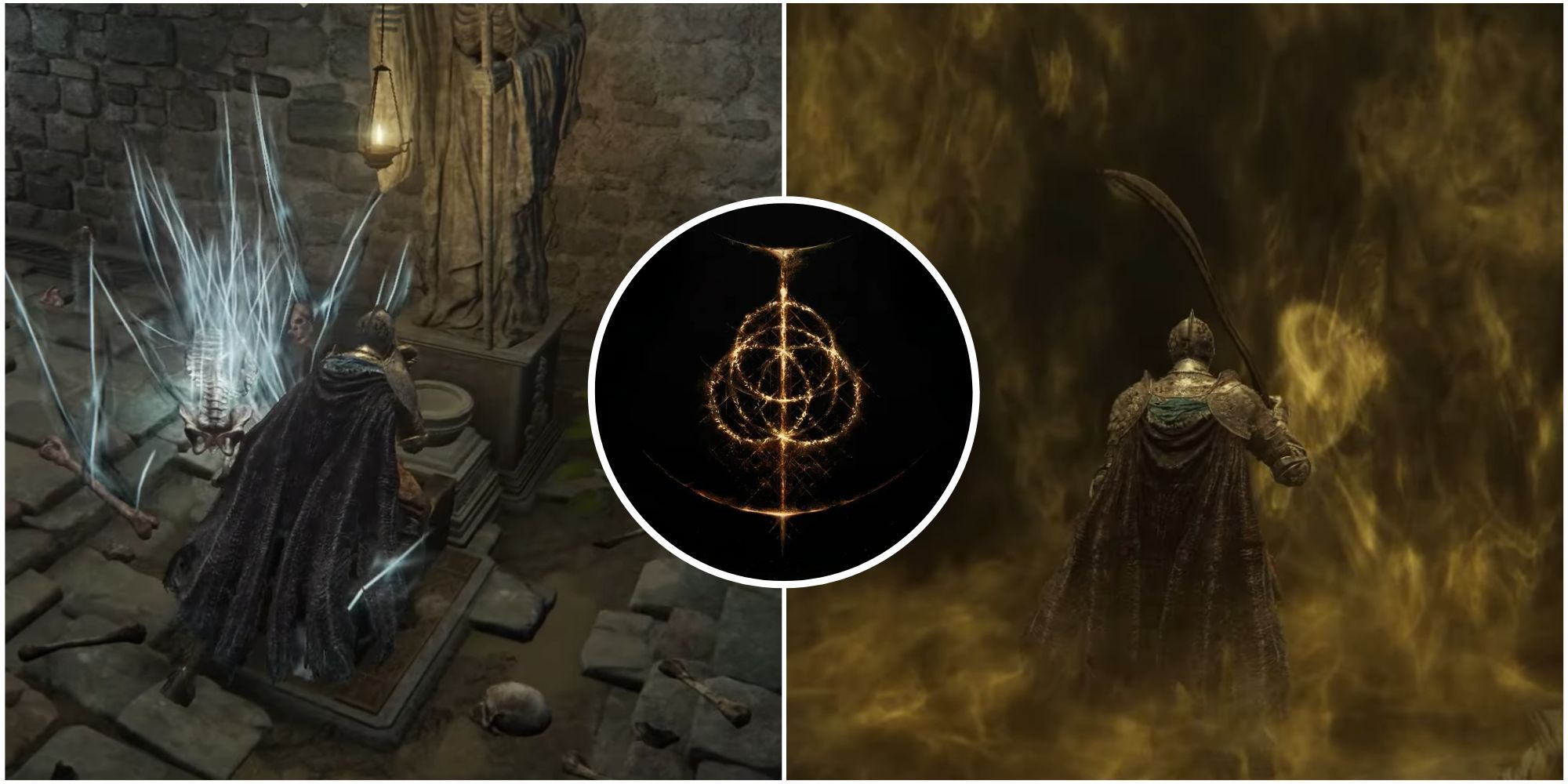 Featured image for Elden Ring showcasing the character activating a lever and traversing through the mist