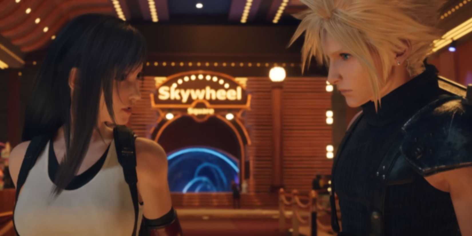 Final Fantasy 7 Rebirth - Tifa and Cloud at the Skywheel