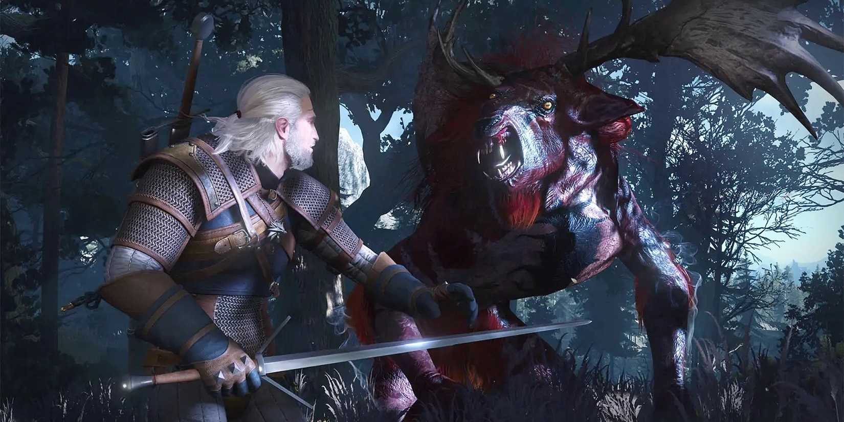 The Witcher 3 Wild Hunt Geralt cazando un monstruo gigante
