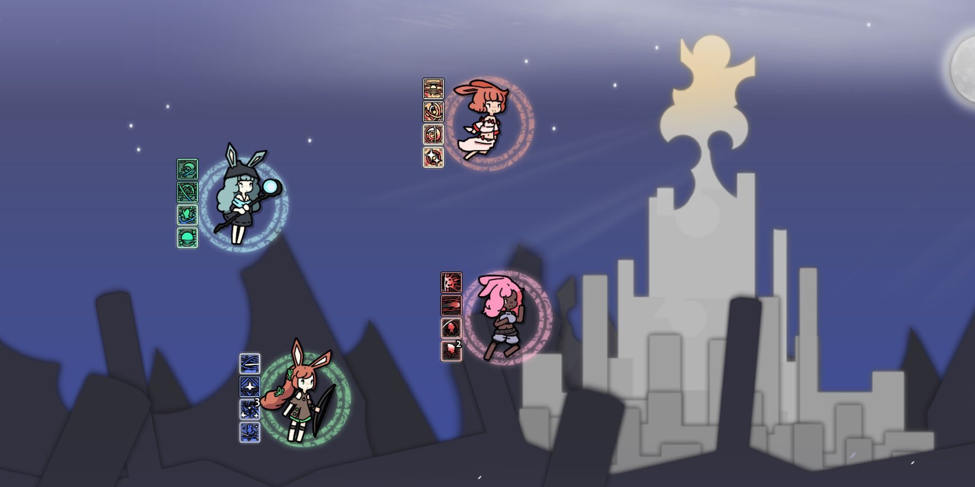 Rabbit and Steel 4 Characters Floating