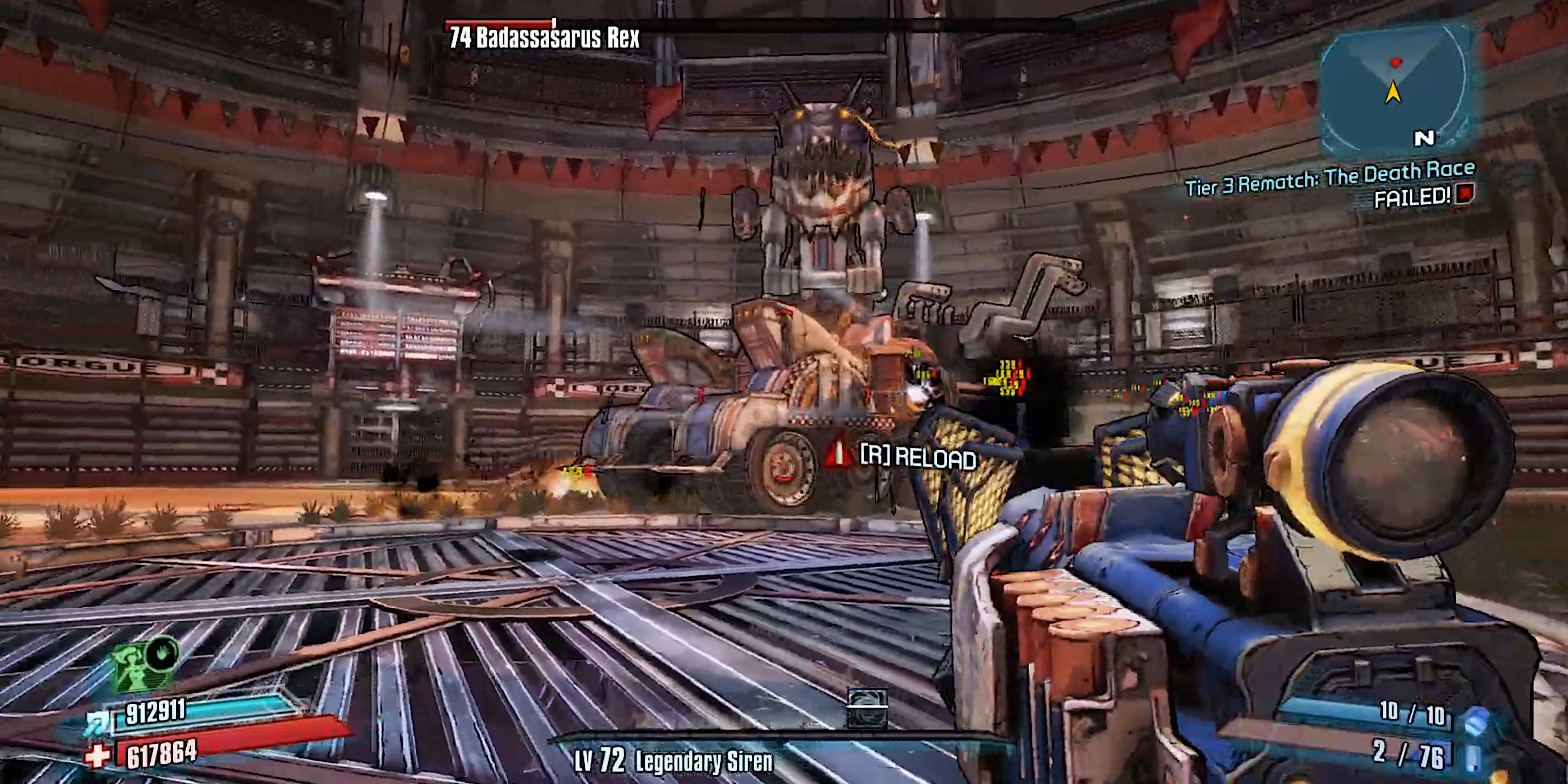 Borderlands 2 Badassasaurus Rex boss battle