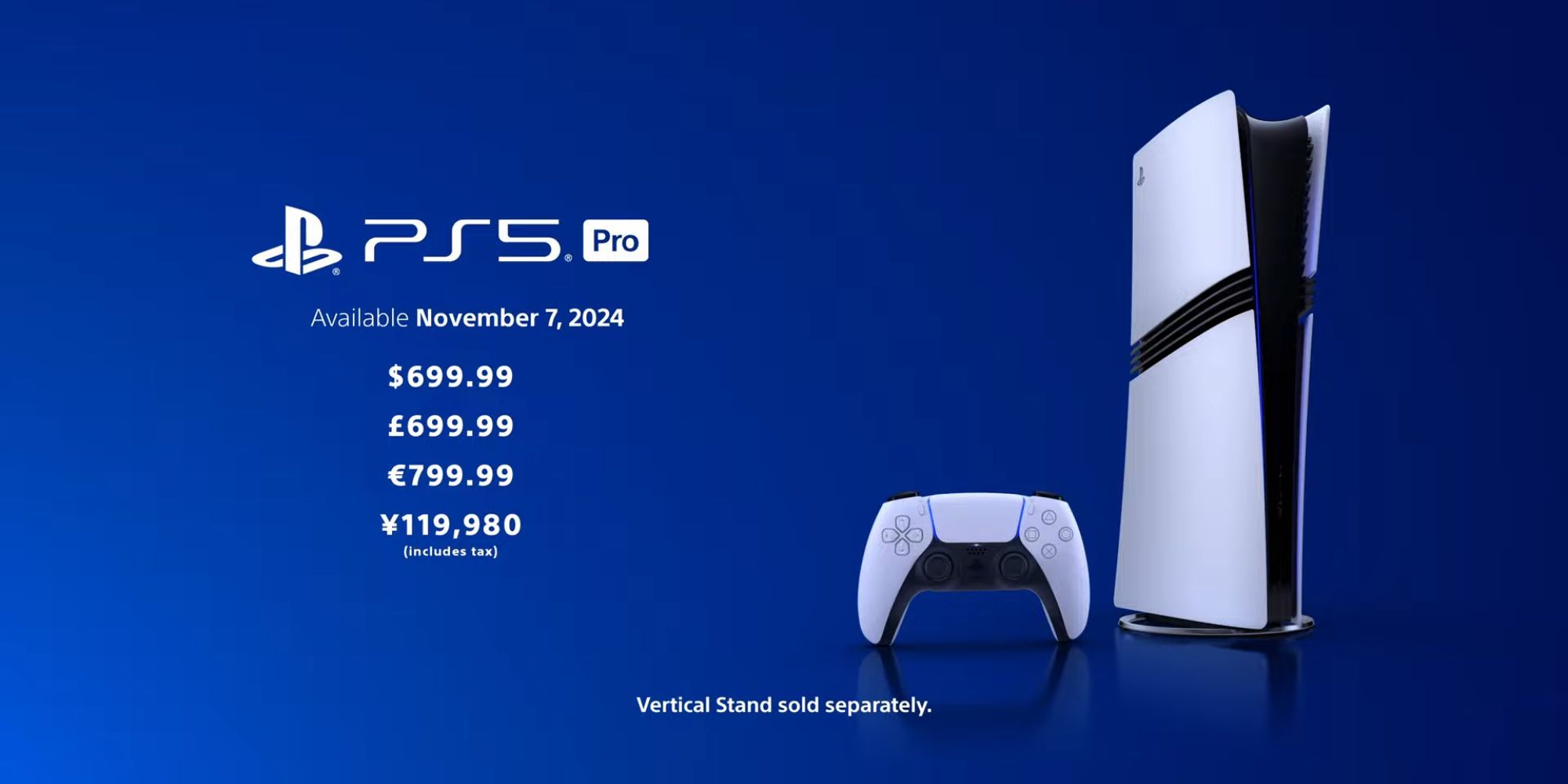 Promotion for the PS5 pro showing the pricing for the console.