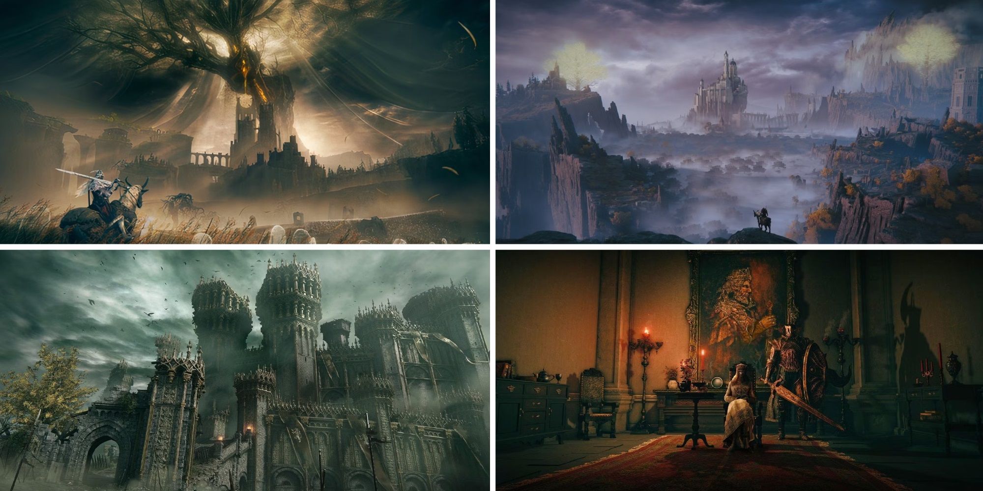  Shadow Keep, Raya Lucaria Academy, Stormveil Castle, and Volcano Manor