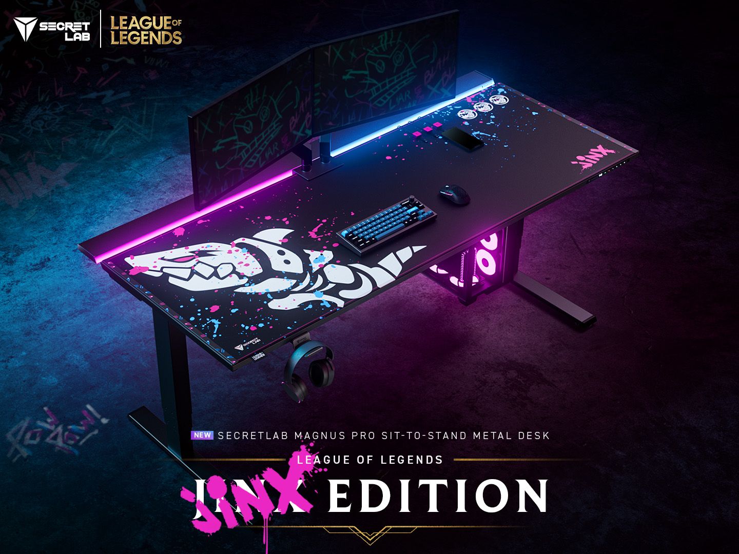 Secretlab Launches New League of Legends 'Jinx Edition' MAGNUS Pro Desk