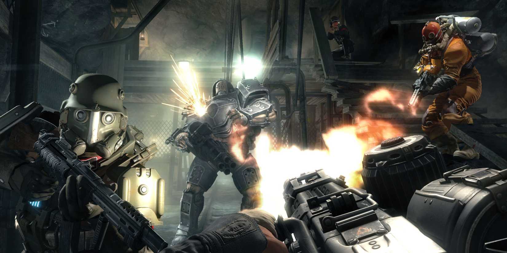 BJ fights soldiers in Wolfenstein the Old Blood