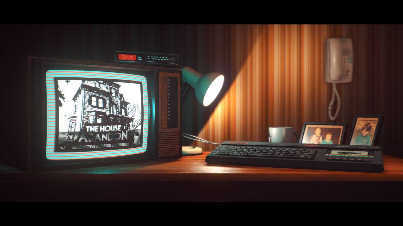 A retro-styled computer on a desk in Stories Untold
