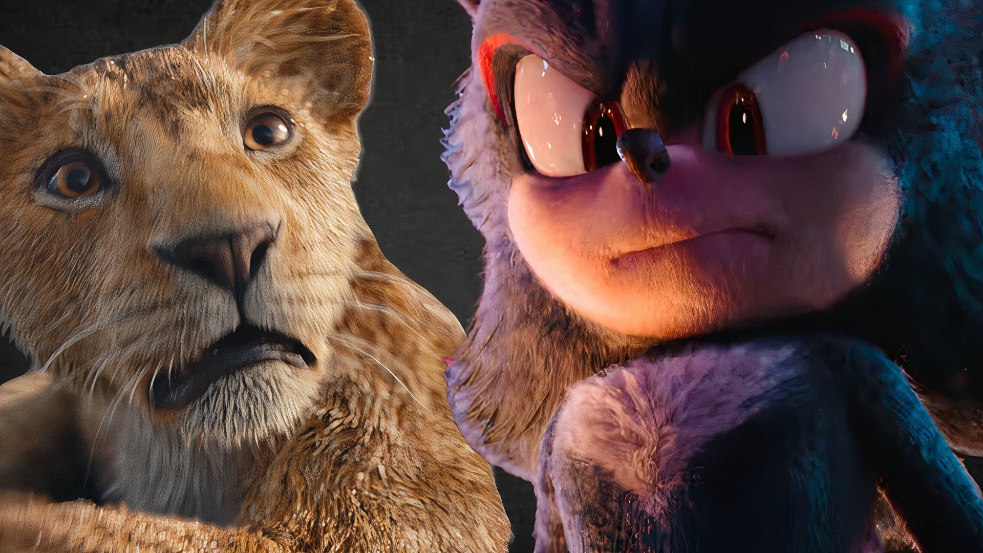 A collage that includes young Mufasa and Shadow the Hedgehog