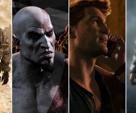 A collage of Amazing Linear Games: Call of Duty: Modern Warfare 2, God of War III, Uncharted 4, and Alan Wake