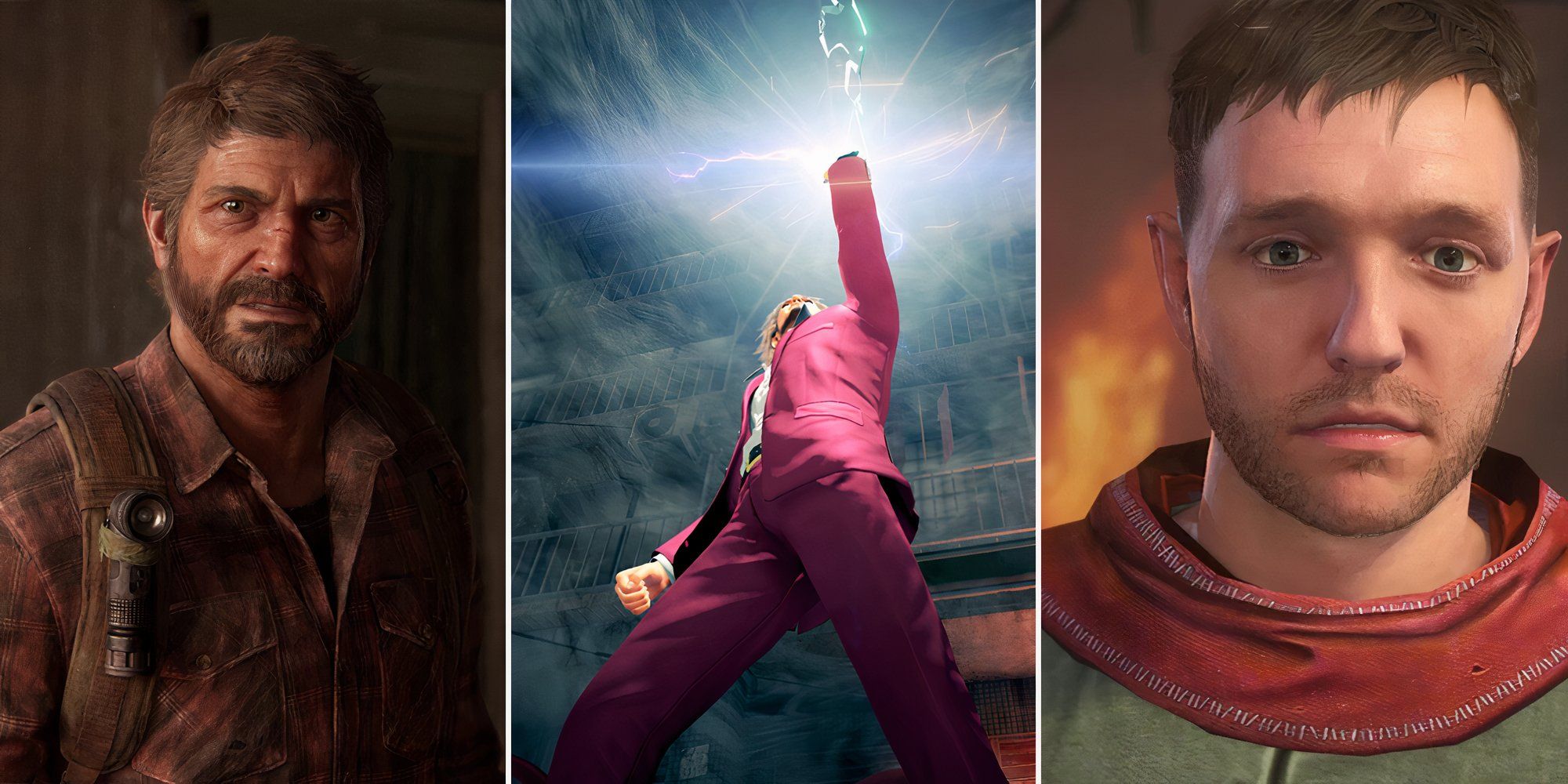 Split image three male video game protagonists