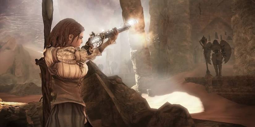 Lady Shooting a Gun in Fable 3