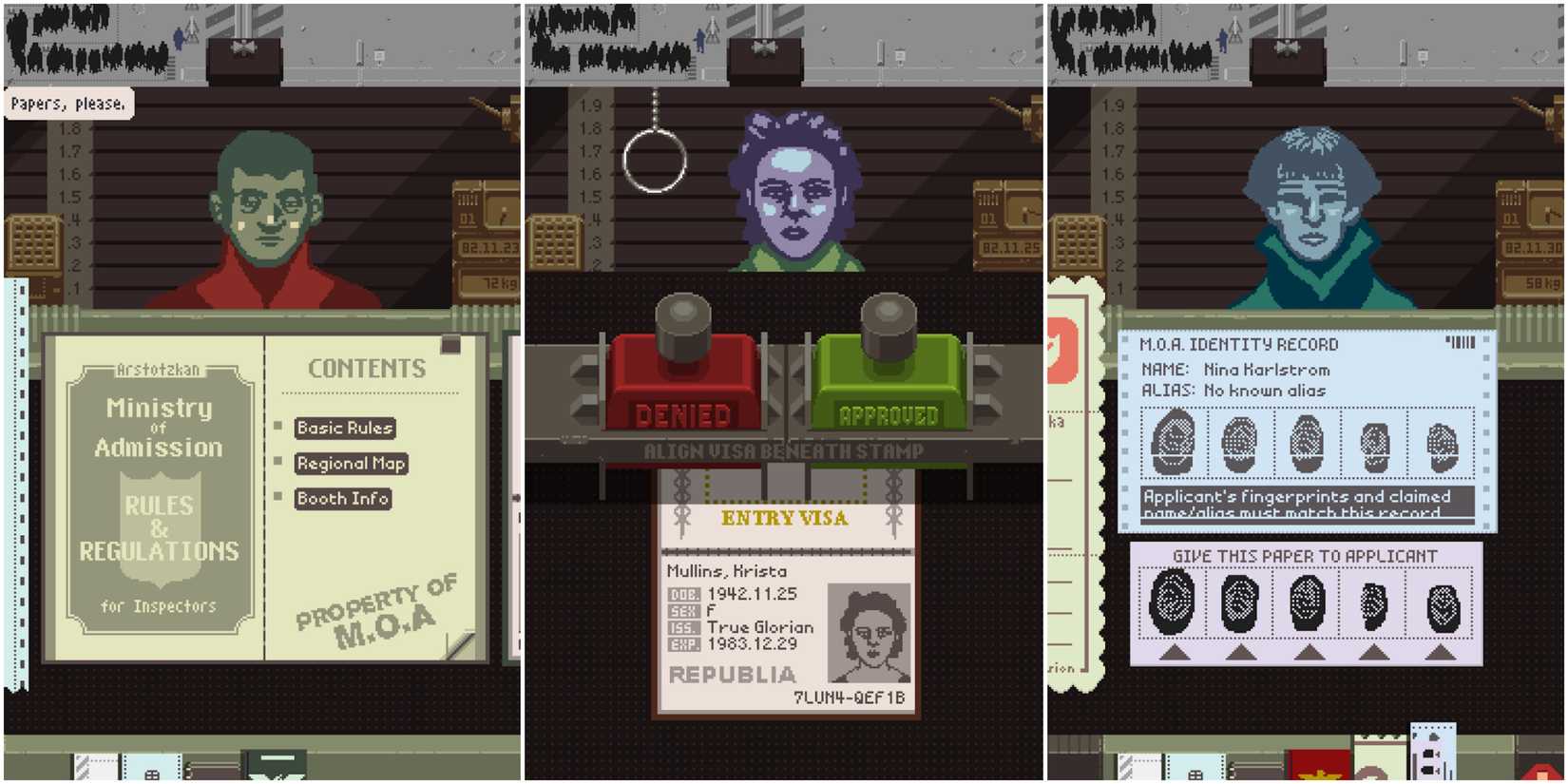 Papers, Please mobile version screenshots