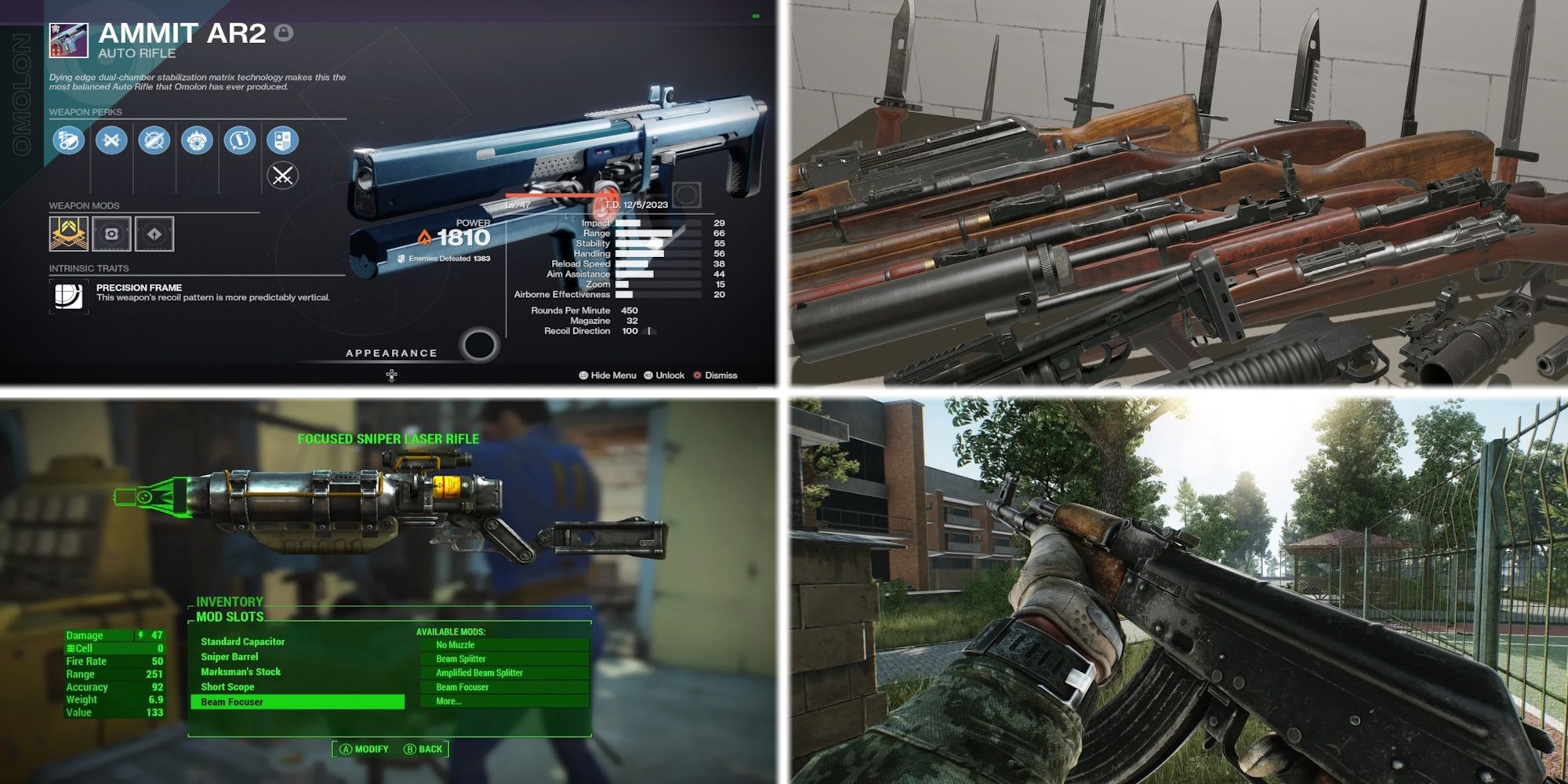 Destiny 2, Hotdogs, Fallout 4, Tarkov