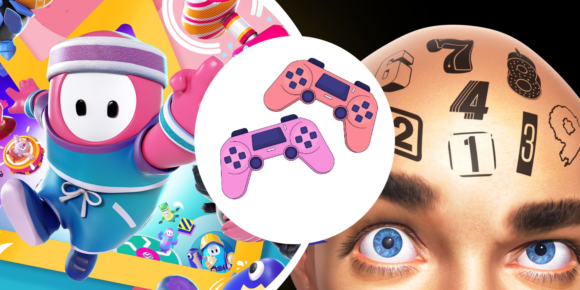 Thumbnail for the Best Competitive Stress Free Games article, featuring Fall Guys and Jackbox Party Pack.
