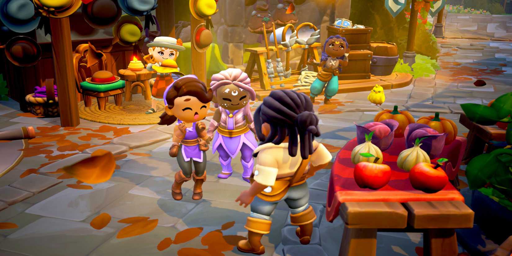 Shopping table with fruit at Fe Farm Market