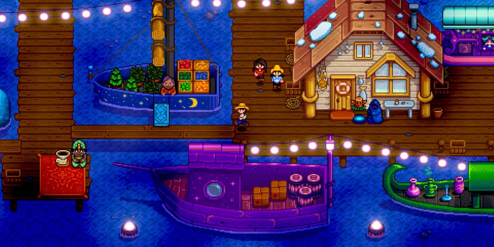 Stardew Valley Night Market Ships on Water Shopping