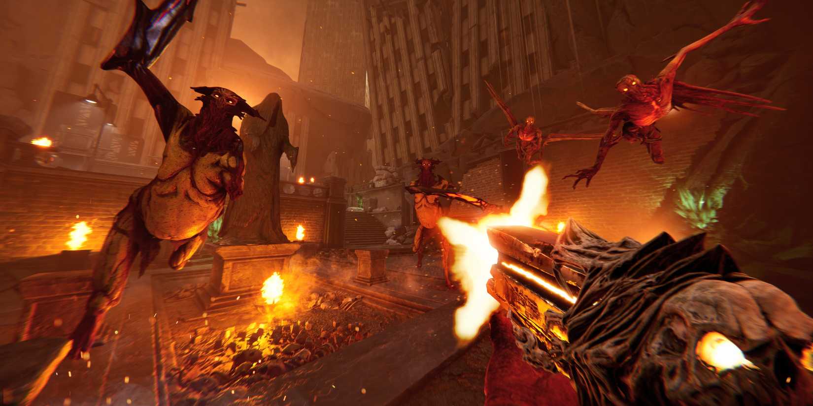 Shooting demons in Metal: Hellsinger
