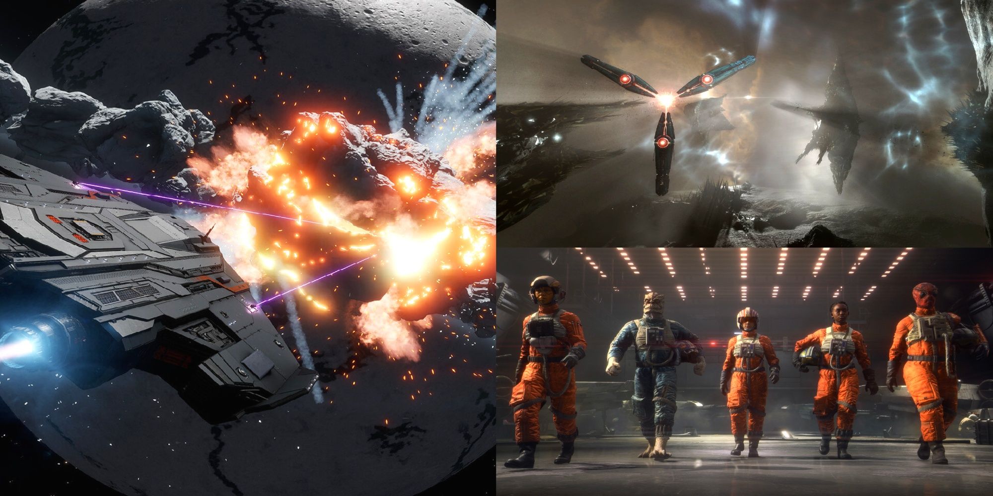 Space fights and Star Wars crew walking dramatically