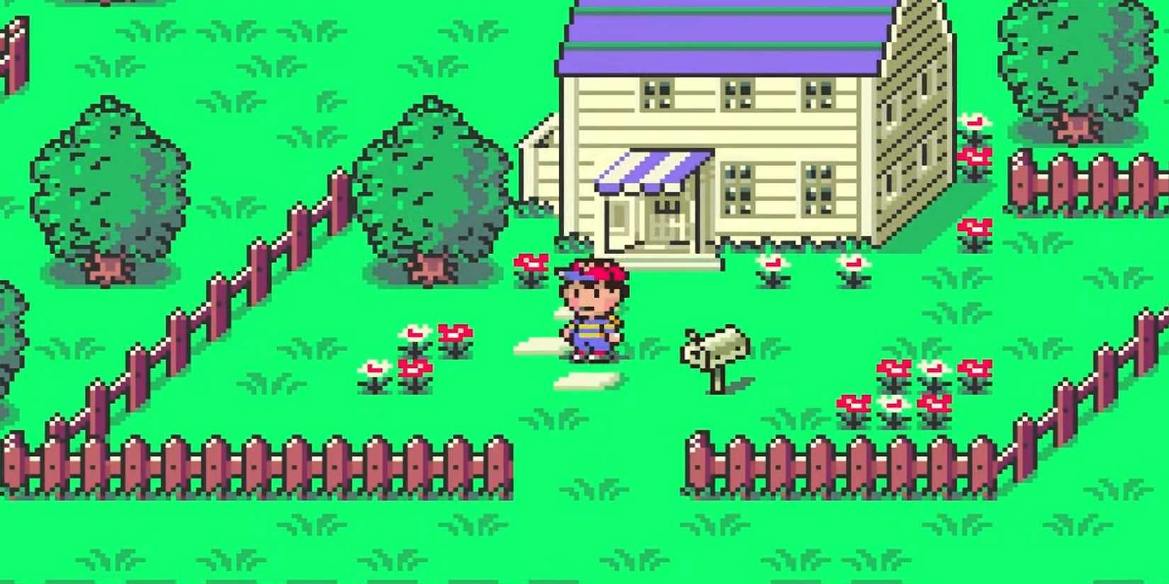 Ness in front of his house in Earthbound