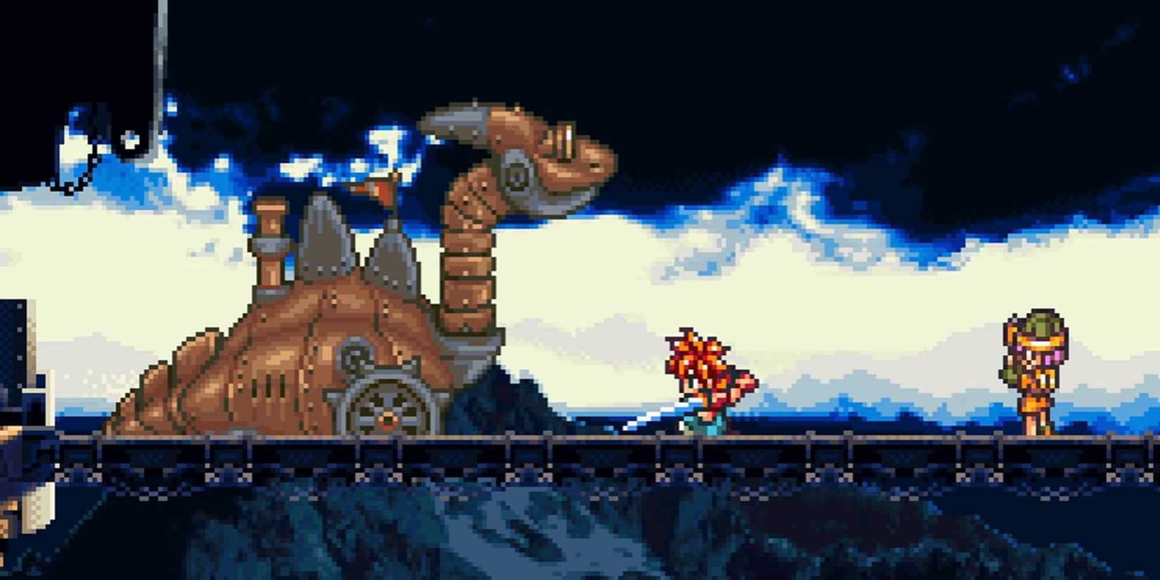 Crono and Luca fight Dragon Tank in Chrono Trigger