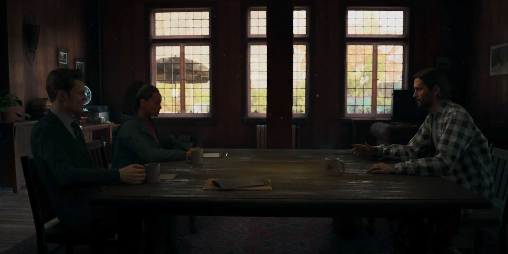 Saga and Casey interview Alan in Alan Wake 2