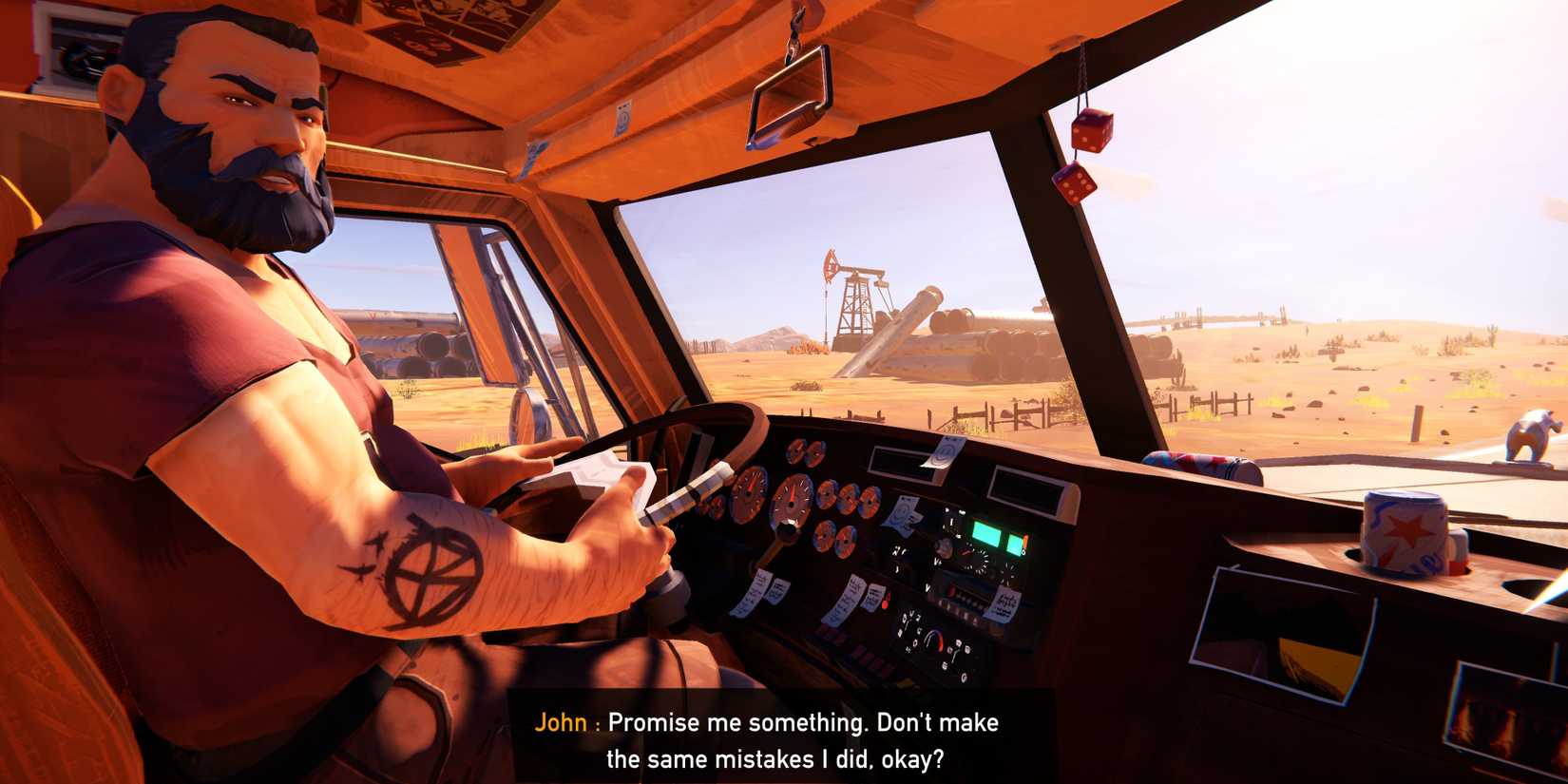 Talking to John in Road 96