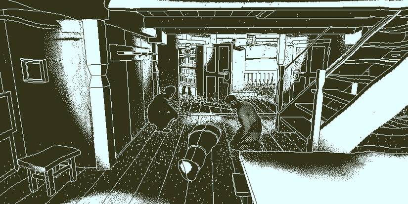 Men stand over a body in Return of the Obra Dinn