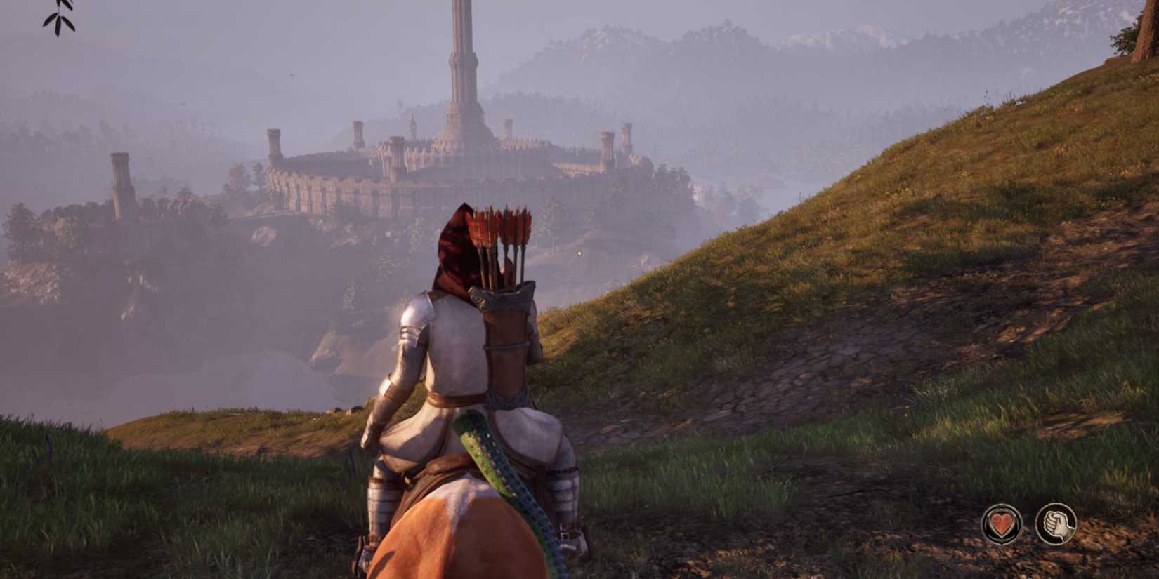 The Imperial City sits in the distance in Oblivion Remastered.