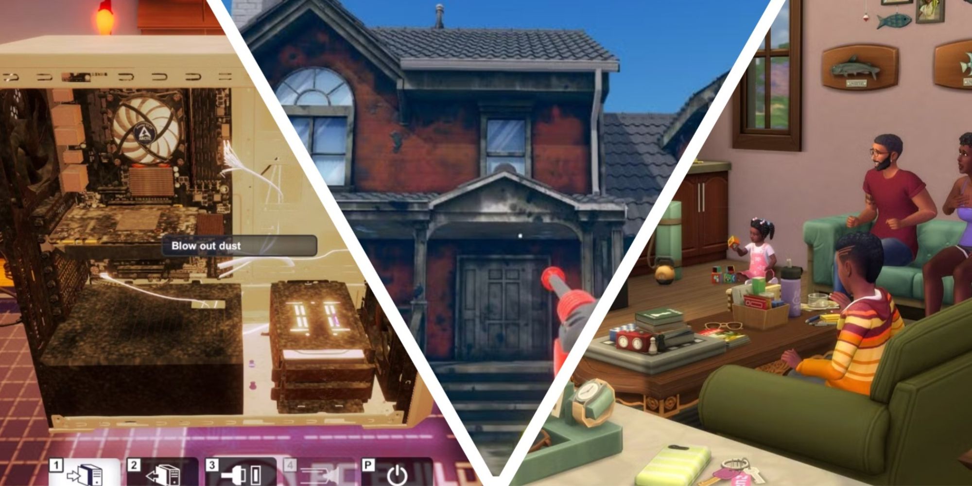 Featured Image The Sims 4, PowerWash Simulator and PC Building Simulator.
