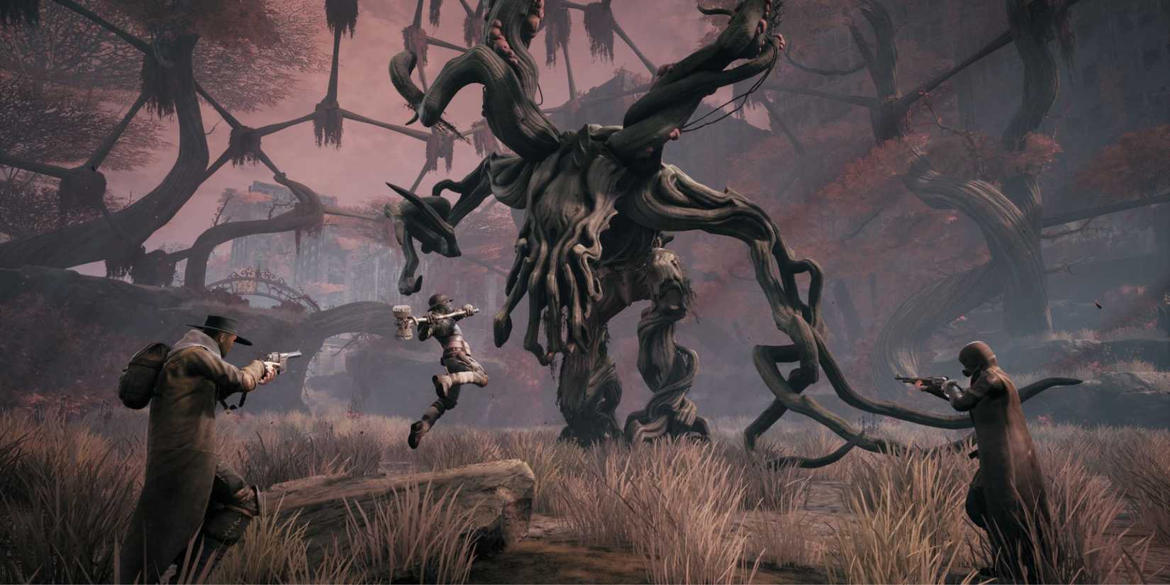 Remnant From the Ashes players fighting tree boss