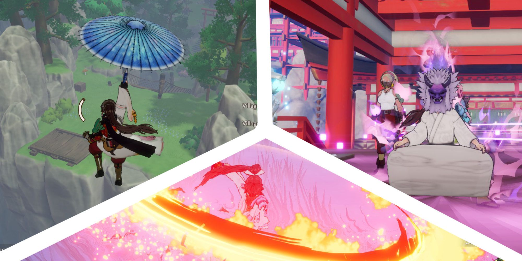 Three Sacred Treasures wielded by the Earth Dancer in Rune Factory: Guardians of Azuma.