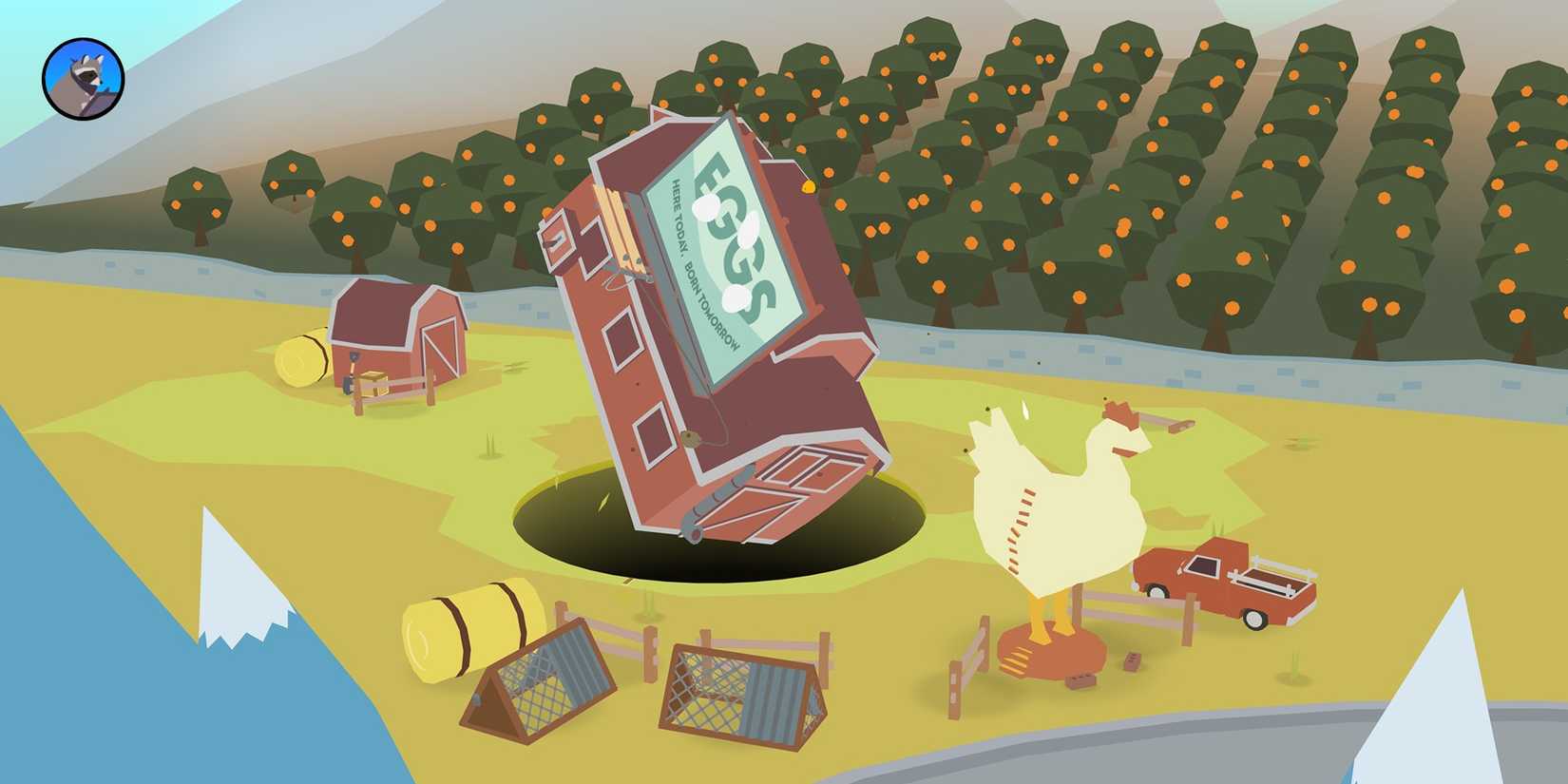 Drill a hole under the barn in Donut County
