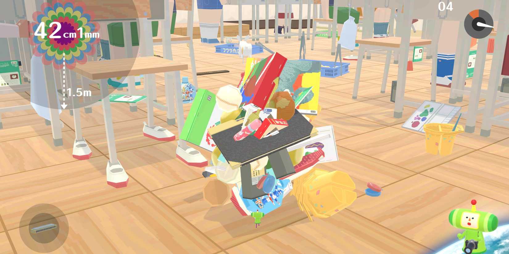Rolling in a classroom in We Love Katamari Reroll