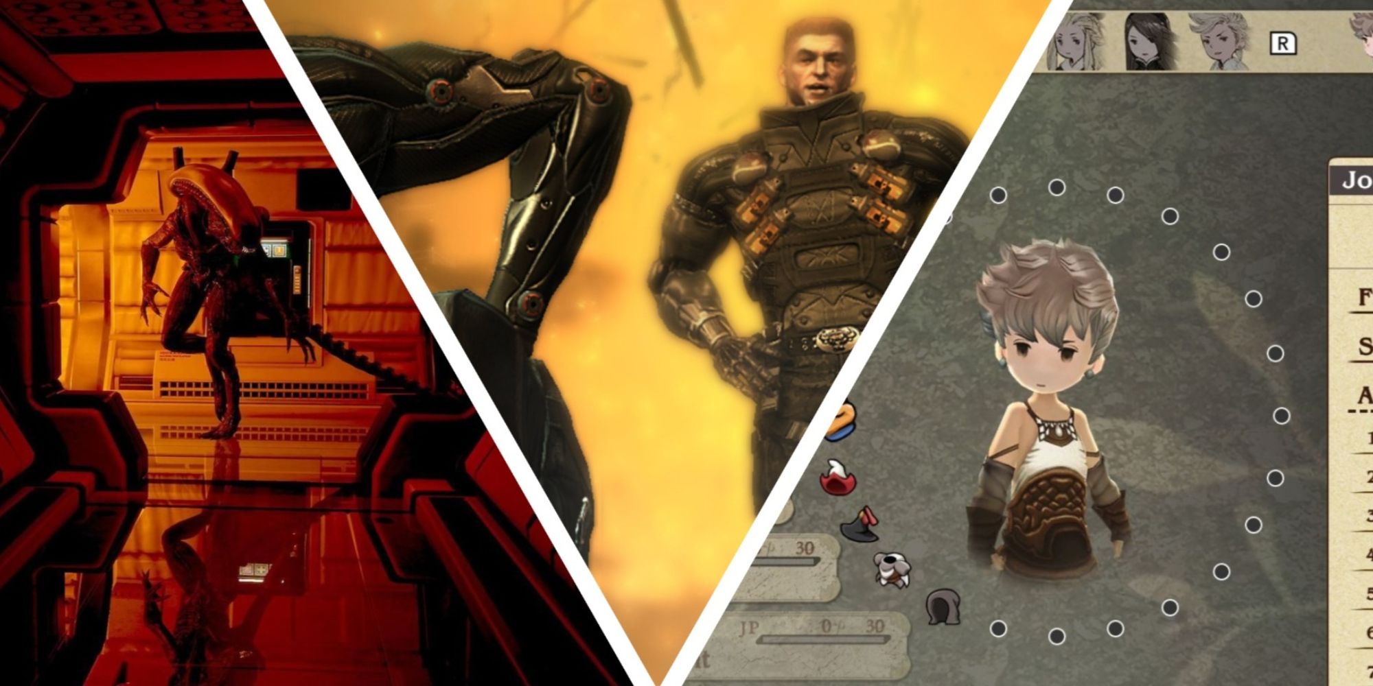 Featured Image Deus Ex Human Revolution, Bravely Default and Alien Isolation.