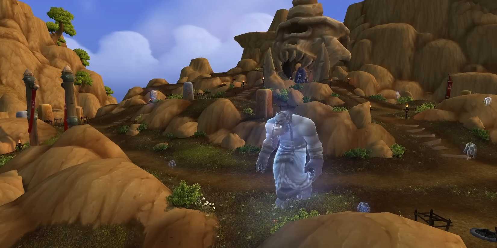 Ghosts around a graveyard in World of Warcraft