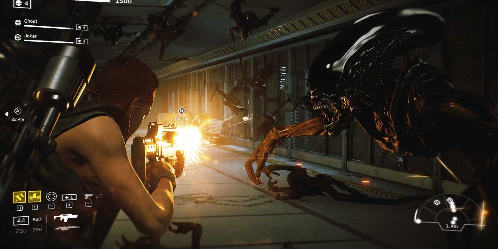 Shooting at aliens with Aliens Fireteam Elite