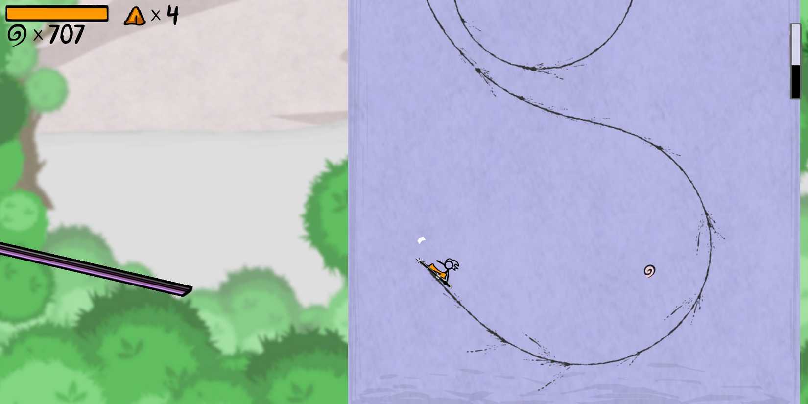 Surfing on the pen in Super Fancy Pants Adventure