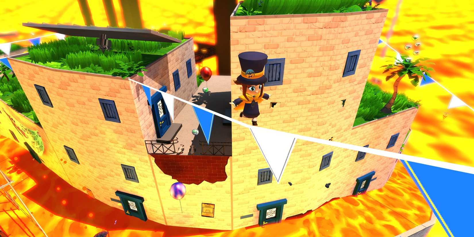 Walking on a tightrope over lava in A Hat in Time