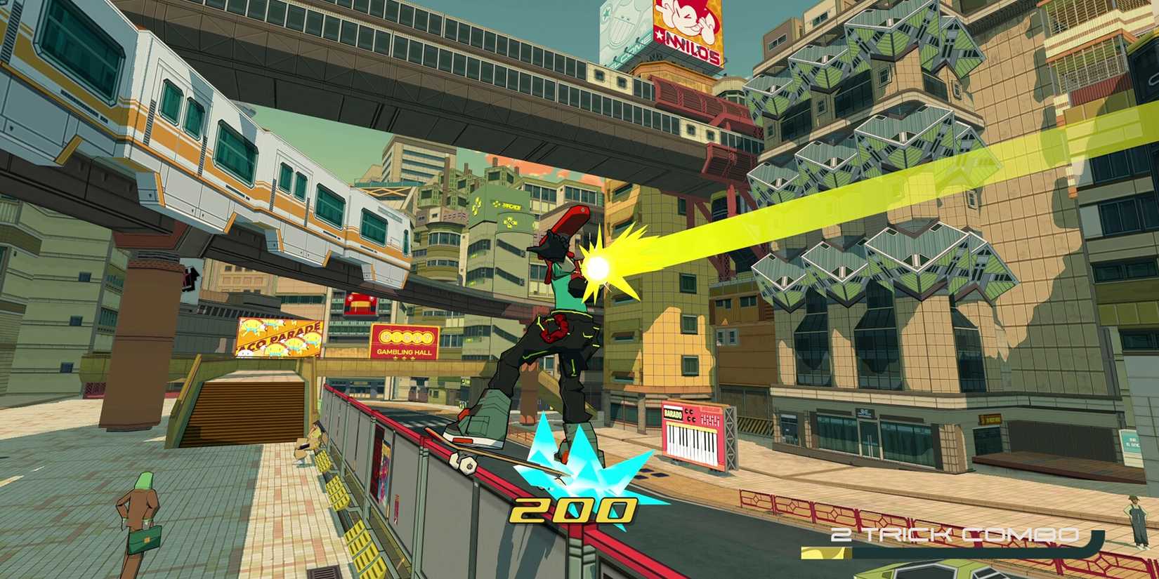 Grinding with a skateboard in Bomb Rush Cyberfunk