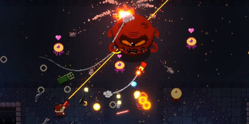 Fighting the Beholster in Enter the Gungeon