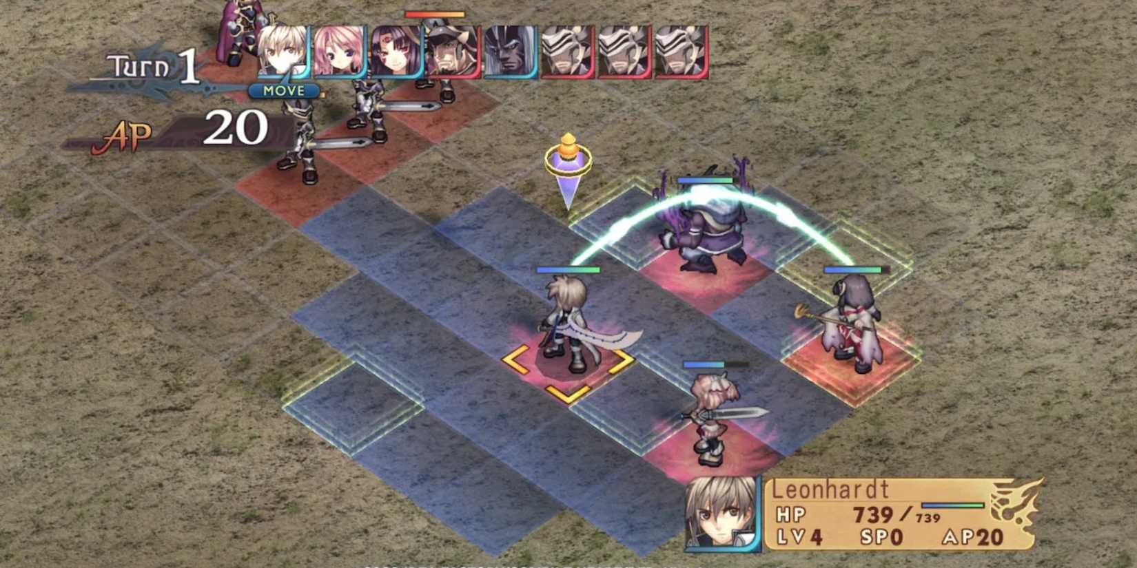 Gameplay of a tactical battle in Record of Agarest War.