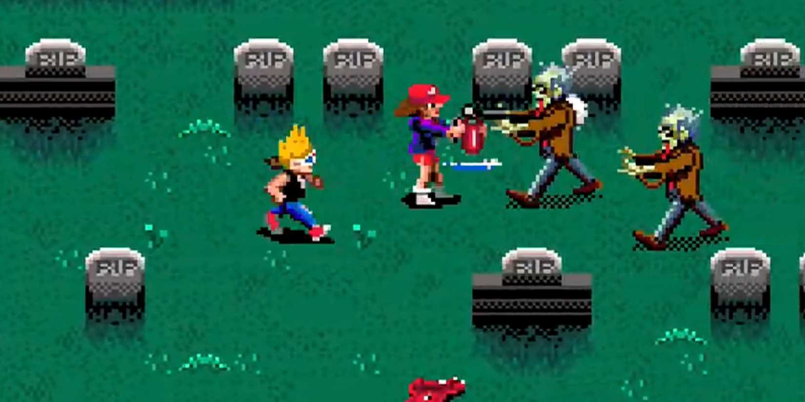 Co-op gameplay in Zombies Ate My Neighbors