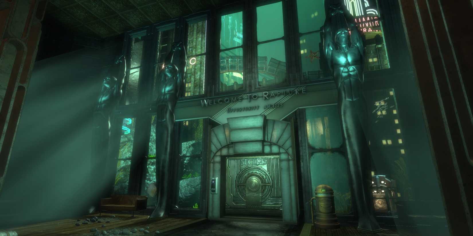 The entrance to Rapture in BioShock